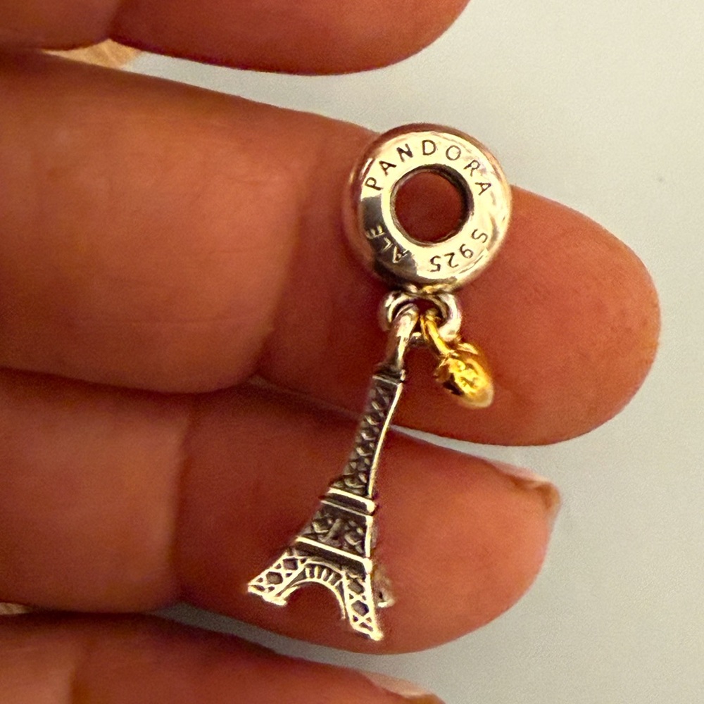 Pandora Silver and Gold Eiffel Tower Bracelet Charm